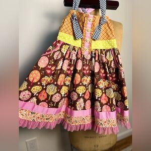 Matilda Jane pink and brown with trees dress size 6